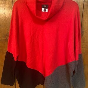 Marble Women's Cowl Neck Sweater - Red, Black, and Gray